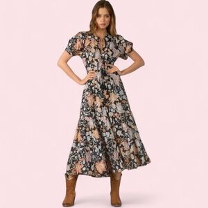 Elan Cotton Floral Tiered Maxi Dress